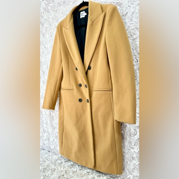 PRINCESS POLLY Women's Long Brown Winter Pea Coat Double Breasted Size XS/ S - Picture 1 of 10
